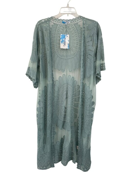 Rebellion Again Tops - Rebellion Again Lace Duster Cardigan Womens Medium Light Teal New